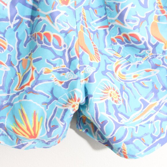 Chubbies Swim Trunk Shorts Seashells Fish Ocean Blue 5" Inseam Size Medium - Picture 8 of 12